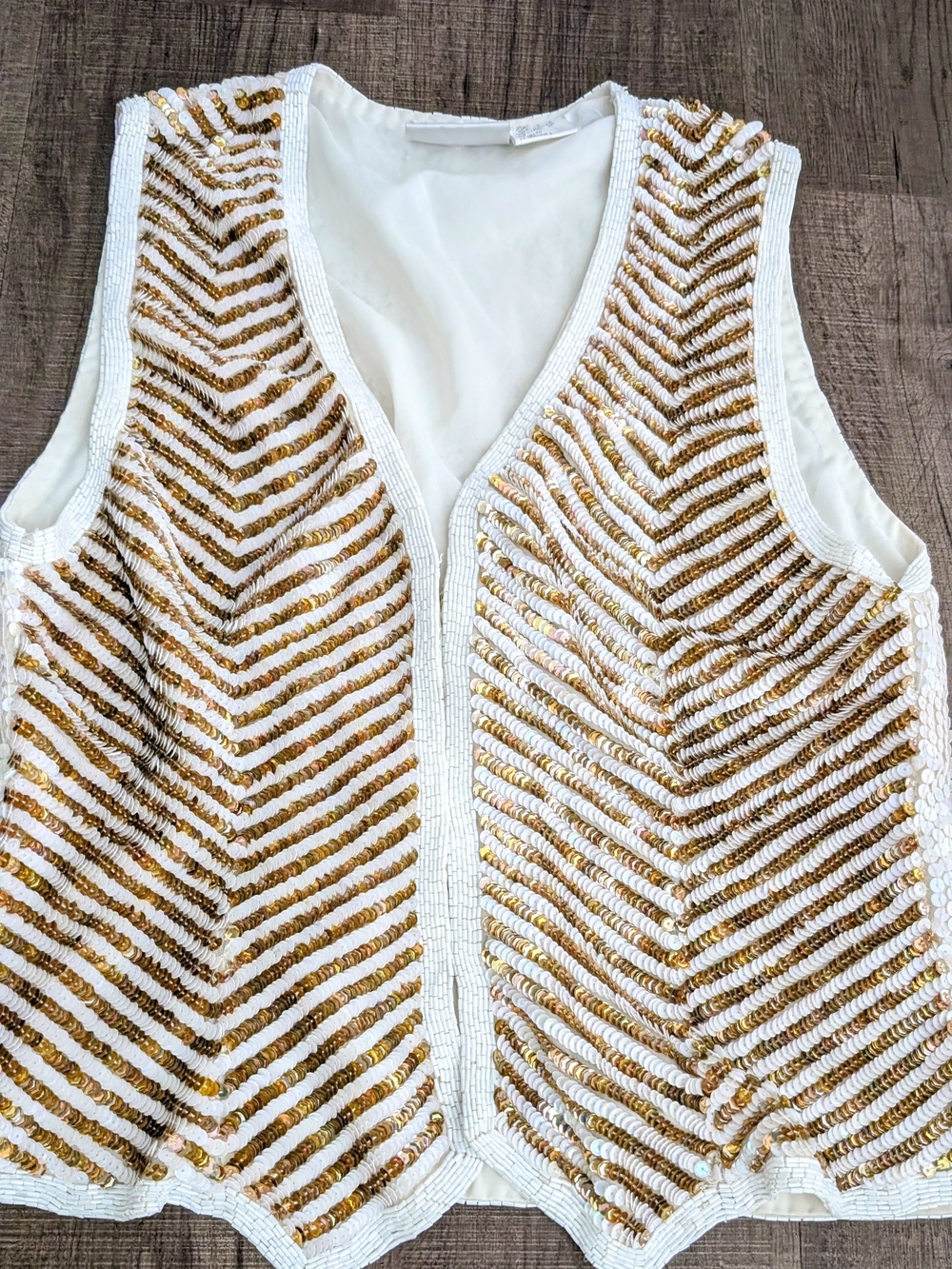 Frank Usher Vintage 1980's Gold&White Sequin